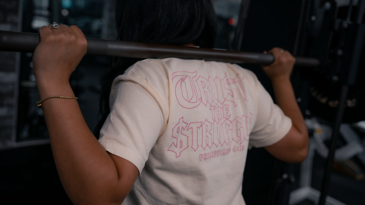 TT$ Pink on cream/offwhite Philippians 4:13 shirt